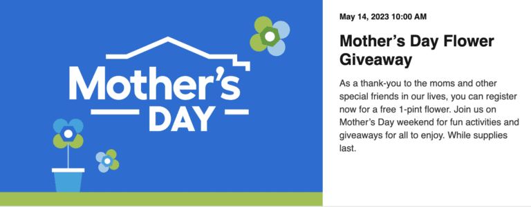 Register for Free Lowe’s Mother’s Day Flowers