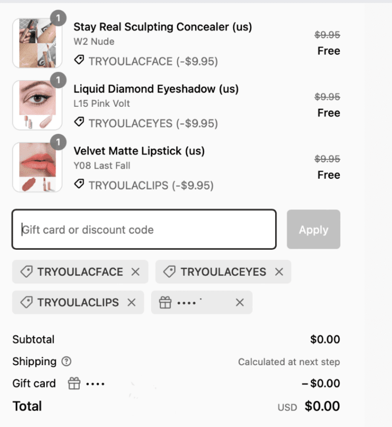 Get Free Makeup + Free Shipping