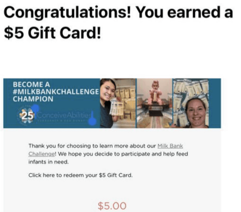 Free $5 Gift Card – #MilkBankChallenge