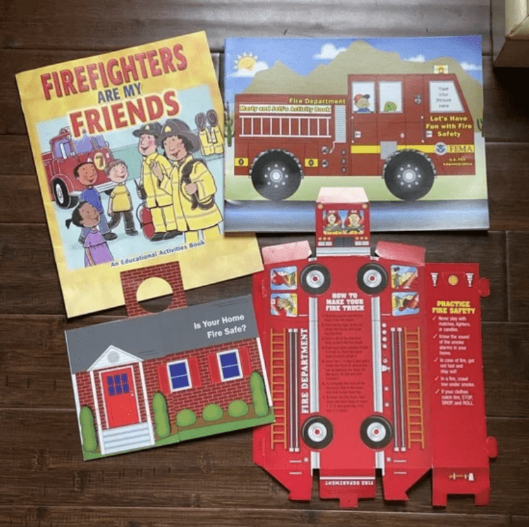FREE Kids Firetruck Foldup Activity Sheet Teaches Fire Safety
