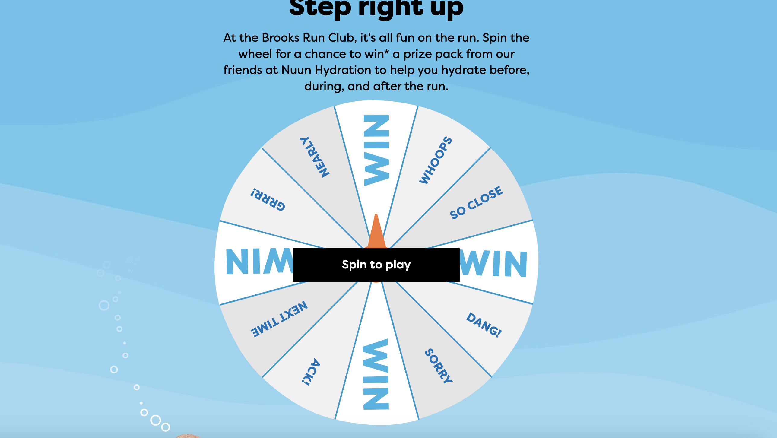 The Brooks Run Club Prize Wheel Instant Win