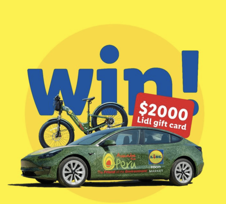 Lidl & Avocados from Peru Tesla Car Sweepstakes: Win a Tesla!