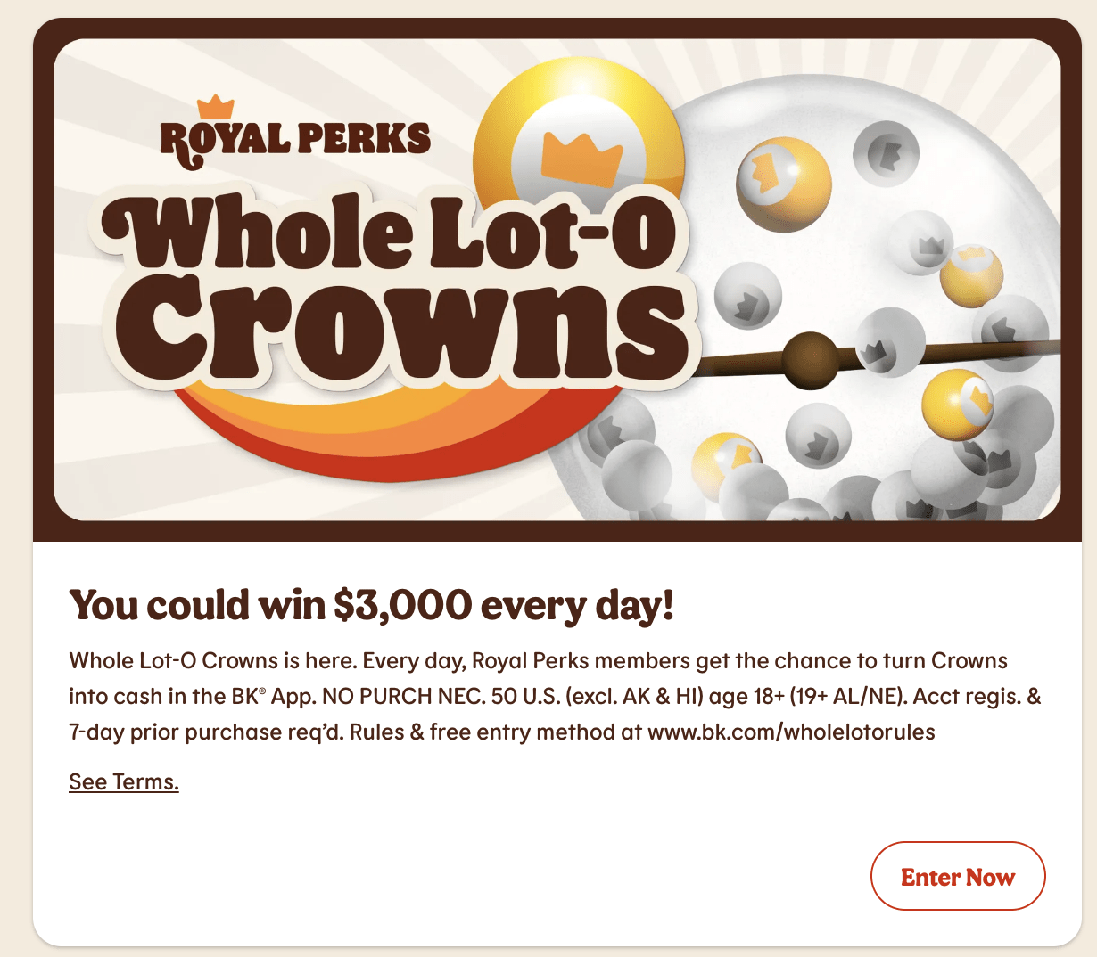 Burger King Whole Lot-O Crowns Sweepstakes