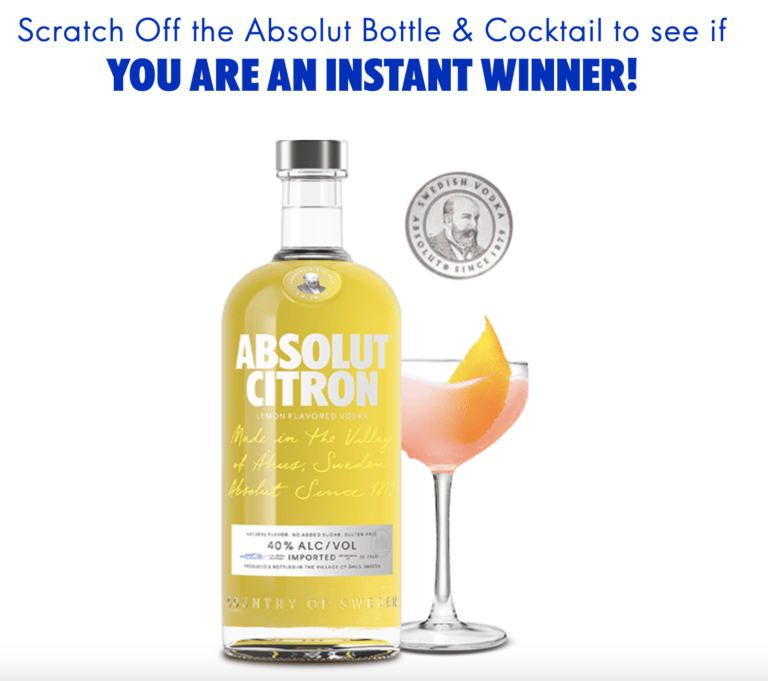 Absolut Vodka Born to Mix AR Sweepstakes & Instant Win Game
