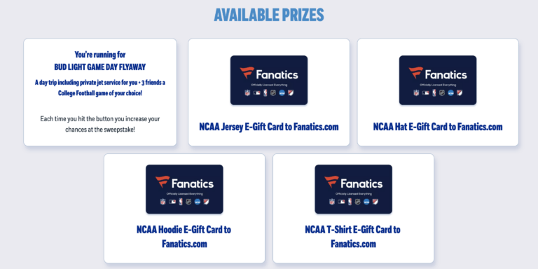 Instant Win Game: Bud Light Easy To Celebrate CFB Sweepstakes