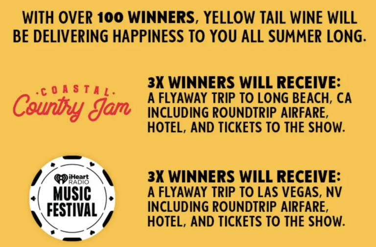 Yellow Tail + iHeartMedia – Happiness Live Sweepstakes: Win Big with Yellow Tail Wine!