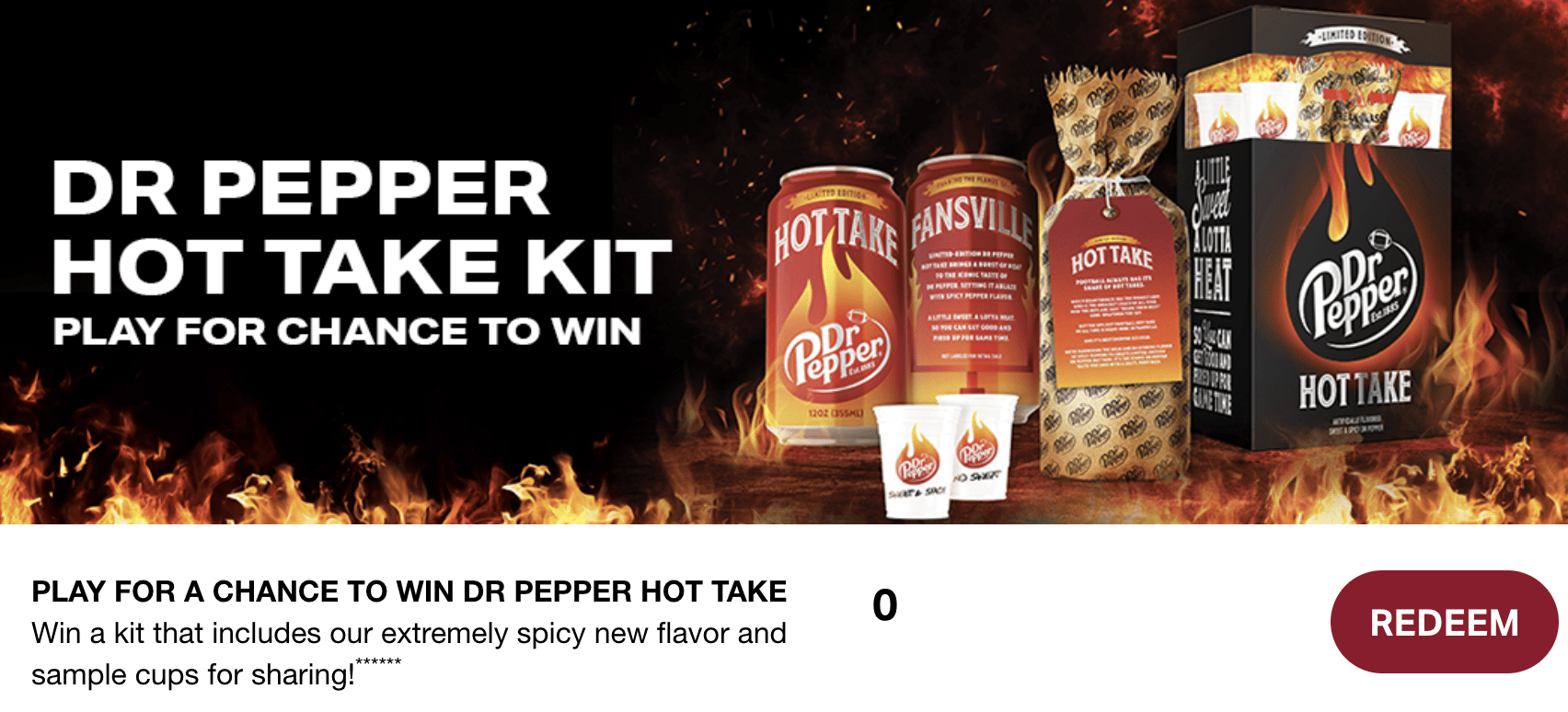 2023 Dr Pepper Hot Take Instant Win Game