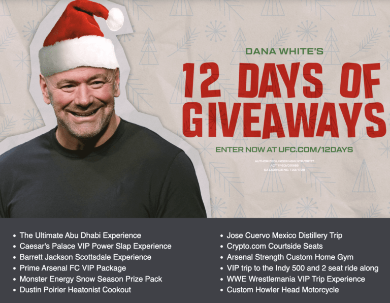 Dana White’s 12 Days of Giveaways 2023 Promotion: These Prizes are INSANE!