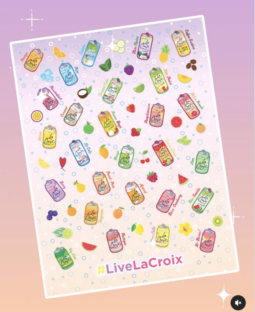 A poster with a variety of fruit stickers on it.