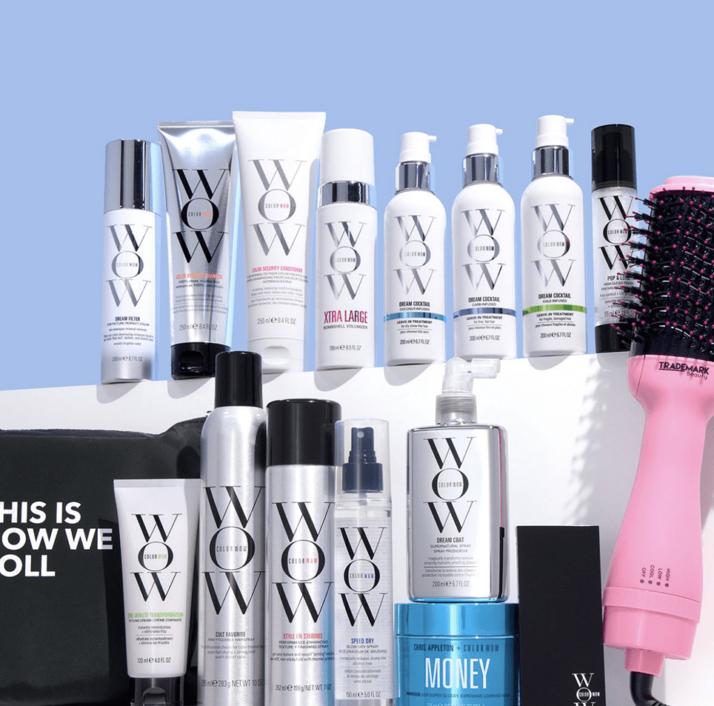 ColorWow hair care products are shown on a white background.