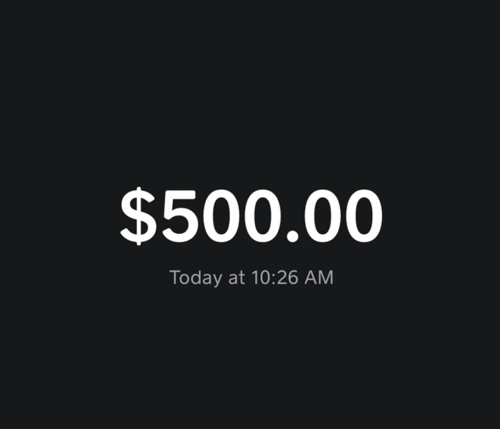A black screen displaying the words $500,000 and Chill Train Sweepstakes.