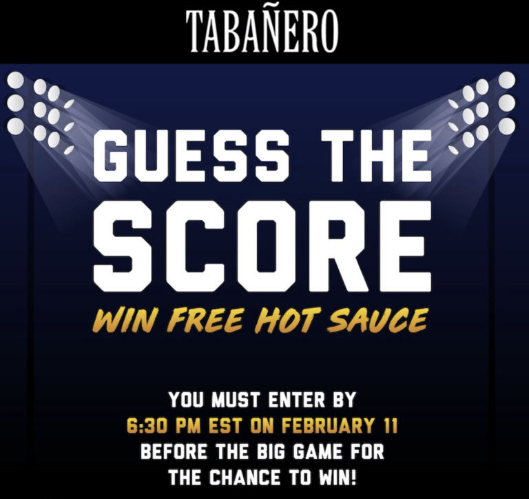 Tabañero Hot Sauce Guess the Score Sweepstakes