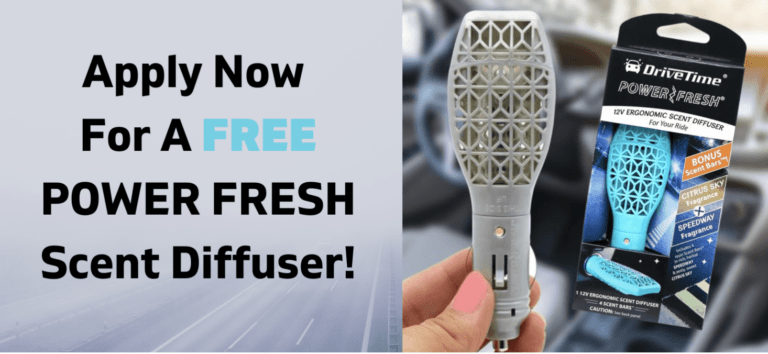 Apply Now For A FREE Sample Of  12V POWER FRESH® Scent Diffuser For Your Car!
