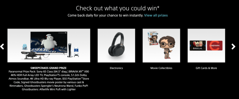 Sony’s Ghostbusters: Frozen Empire Instant Win Game