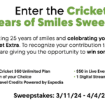 Unlock Your Chance to Win in the Cricket Wireless 25 Years of Smiles Sweepstakes!
