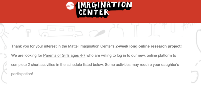 Mattel Imagination Center’s Research Project