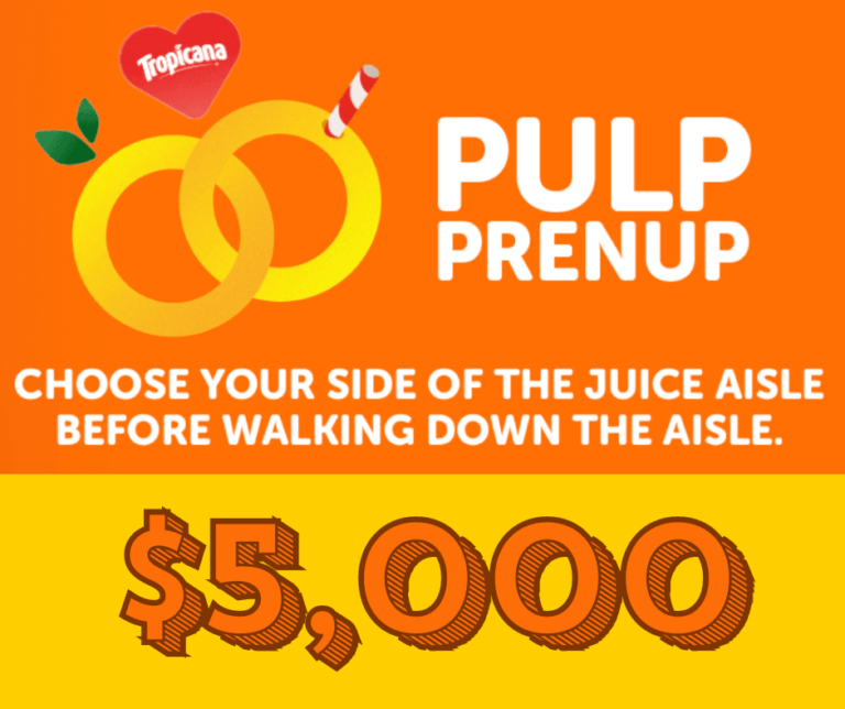Squeeze the Day with The Tropicana Pulp Prenup Sweepstakes!