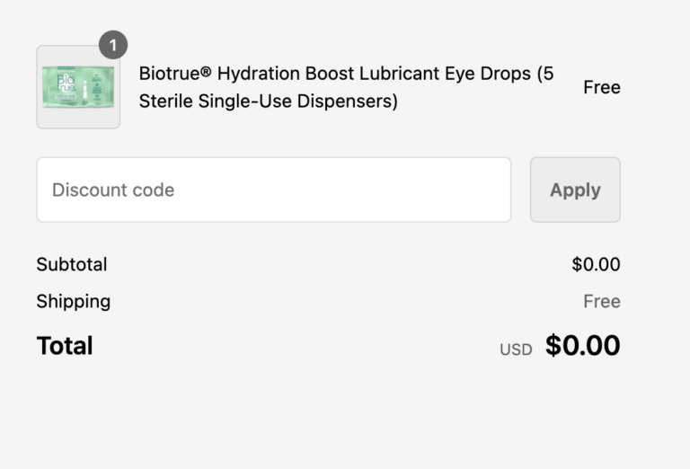 FREE Biotrue Hydration Boost Lubricant Eye Drops