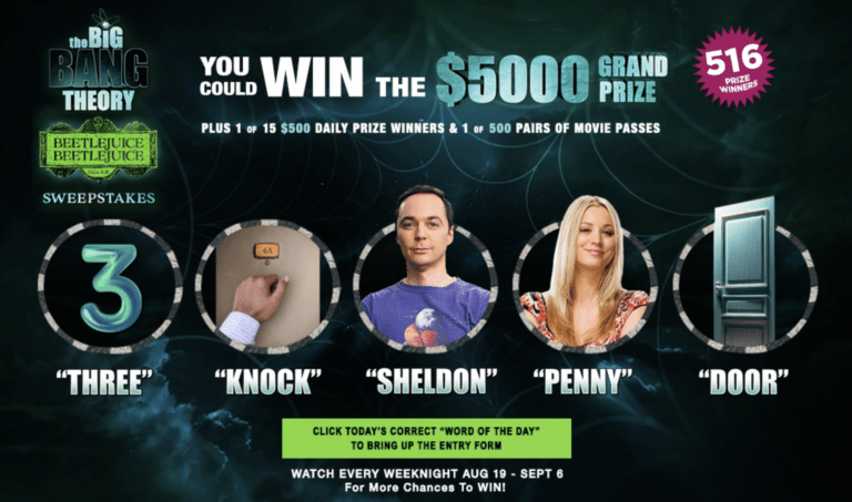 Today’s Code Word for THE BIG BANG THEORY Sweepstakes