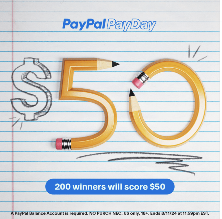PayPal PayDay Sweepstakes: Win $50 in Just One Click!