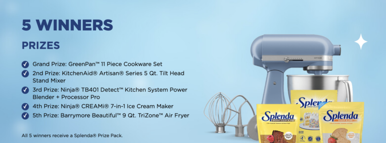 Win Stand Mixers, Blenders, and More with Splenda!