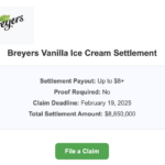 Breyers Vanilla Ice Cream Settlement: Claim Up to $8+ – No Proof Required!