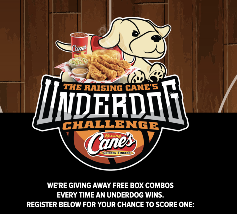 Get Free Raising Cane’s Box Combo – Cane’s Underdog Challenge Sweepstakes!