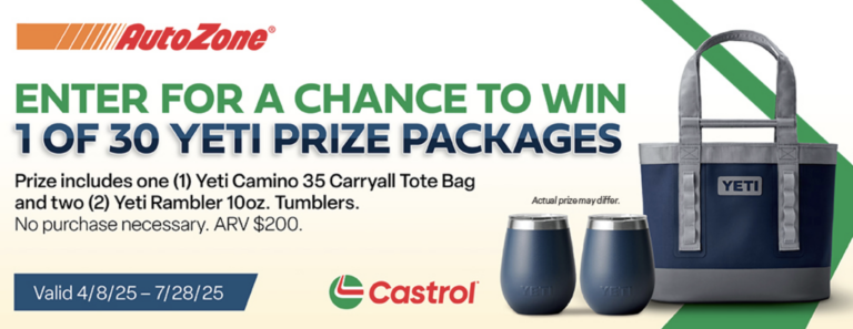 AutoZone Yeti Sweepstakes – Win a $200 YETI Prize Pack