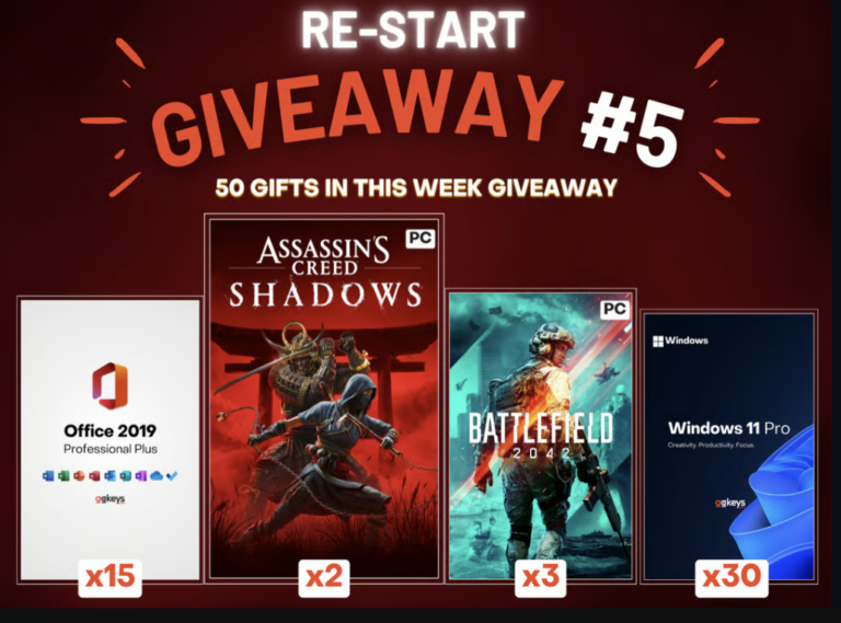 Who Wants a Free Windows 11 Pro Key or Assassin’s Creed Game? The GGKEYS Mega Giveaway Is Back