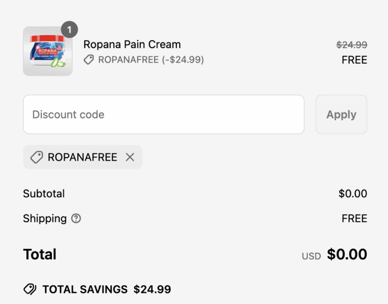 FREE Ropana Pain Cream + Free Shipping (Limited Time Only!)