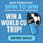 Win Soccer Swag or a FIFA World Cup Trip in the POWERADE Spin to Win Instant Win Game