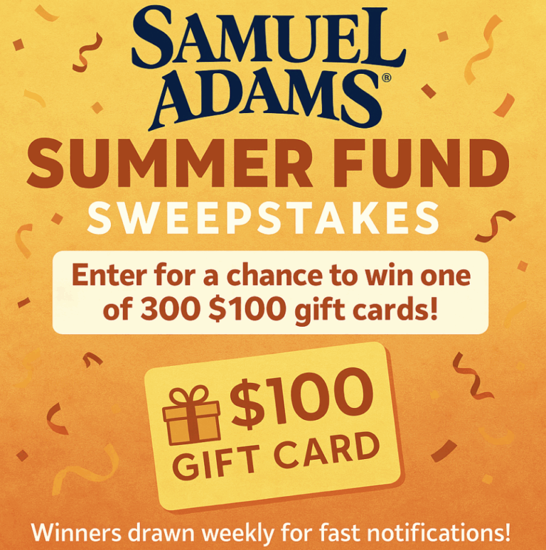 Claim $100 in the Samuel Adams® Summer Fund Sweepstakes