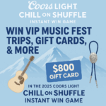 Win VIP Music Fest Trips, Gift Cards, & More in the 2025 Coors Light Chill on Shuffle Instant Win Game