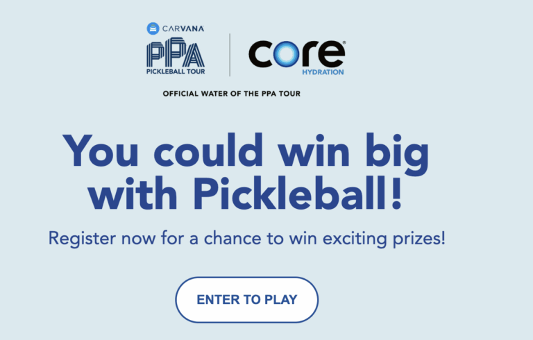 Core Hydration Pickleball Instant Win Game & $10,000 Sweepstakes (Daily Entry)