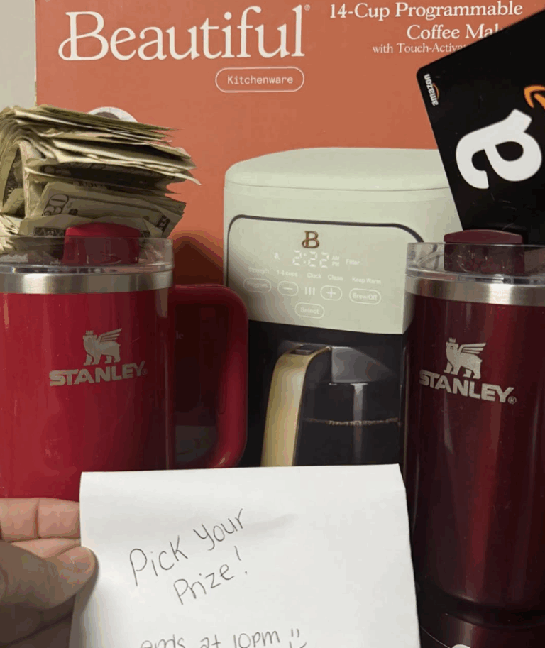 Win a Coffee Maker, Stanley Tumbler and your choice of Cash or an Amazon Gift Card