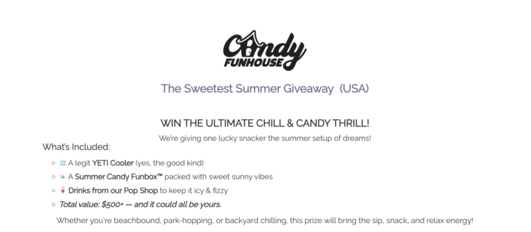 Win a YETI Cooler + Candy Funbox (ARV $500+)