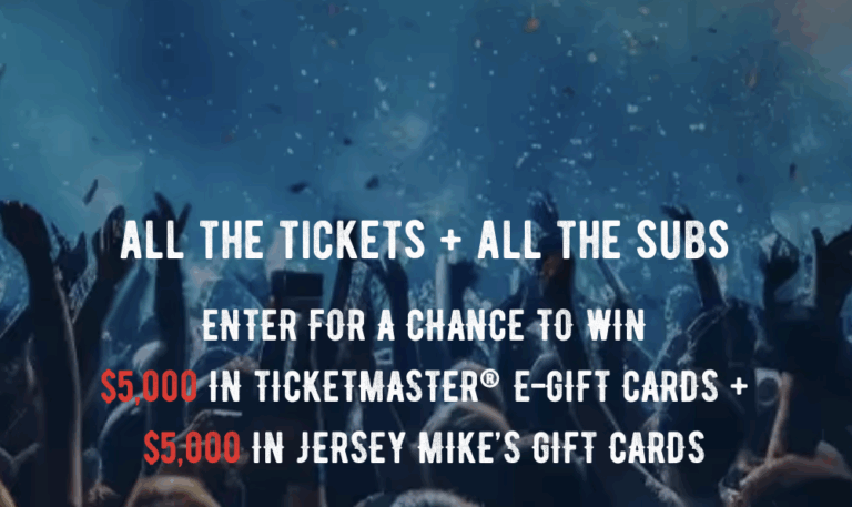 Jersey Mike’s Tickets & Subs Sweepstakes — Daily Entry for $10K Grand Prize + 150 Winners