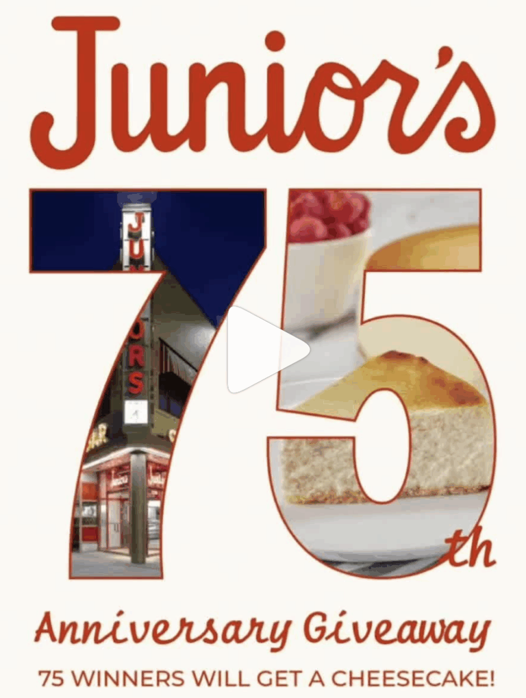 Junior’s Cheesecake 75th Anniversary Giveaway – Win One of 75 Cheesecakes