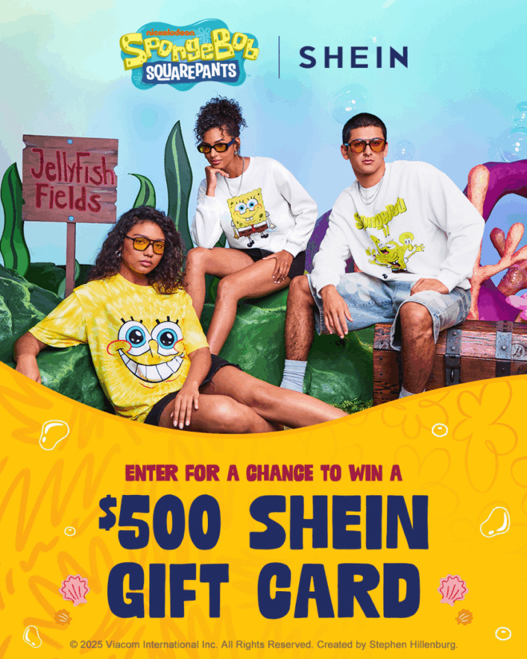 SHEIN x SpongeBob Sweepstakes: Win a $500 Gift Card