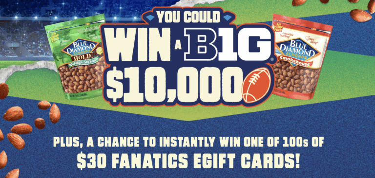 Blue Diamond Growers Football Snack MVP Instant Win & Sweepstakes: Your Chance at $10,000