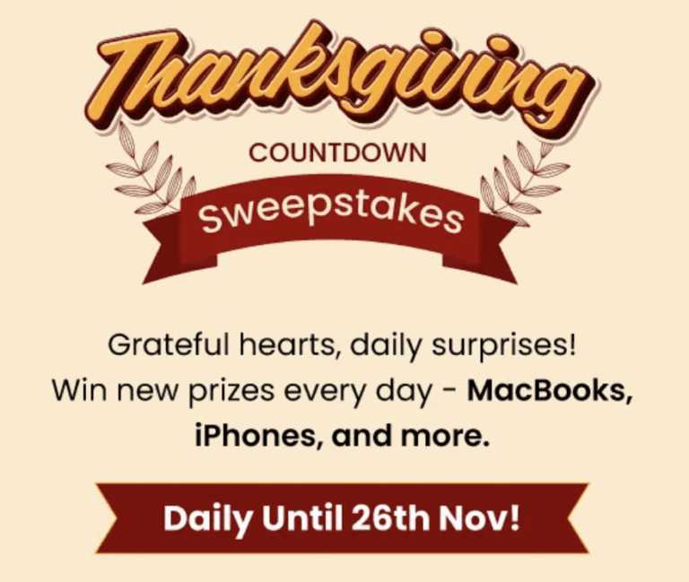 Shop LC Thanksgiving Countdown Sweepstakes – Win Daily Prizes Worth $19,000