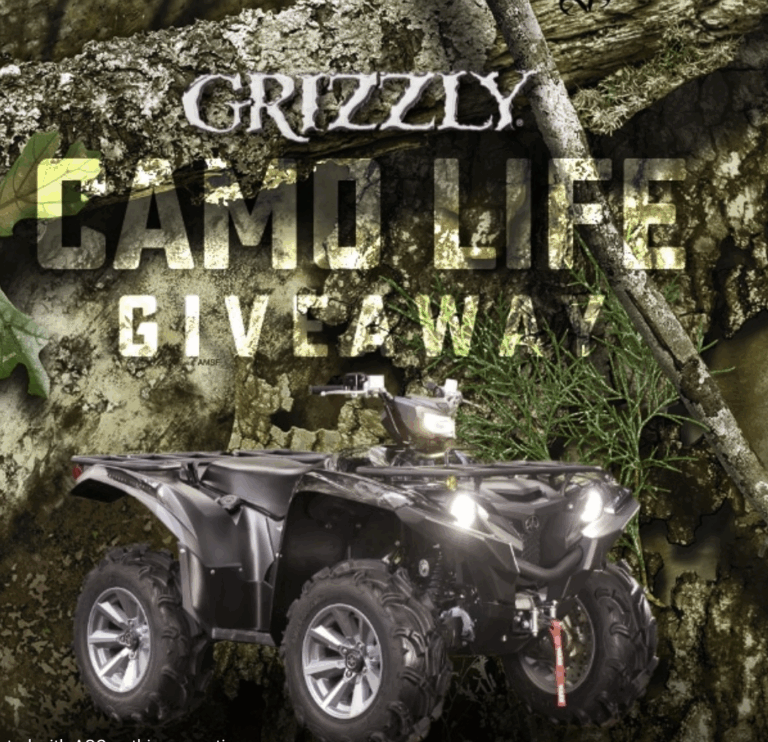Grizzly Camo Life Instant Win: $500 Prizes & 2025 Yamaha ATV