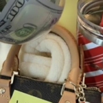 LV Purse, Cash + Christmas Stanley