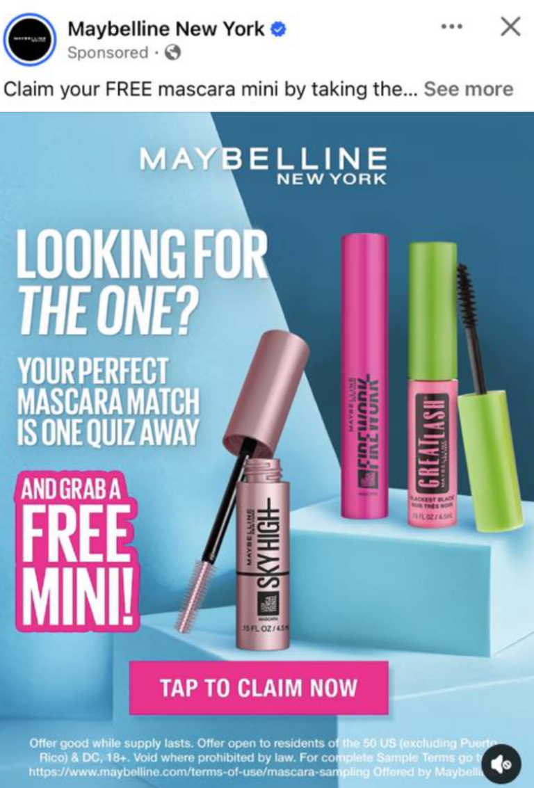 Possible Free Maybelline Mascara Mini Sample