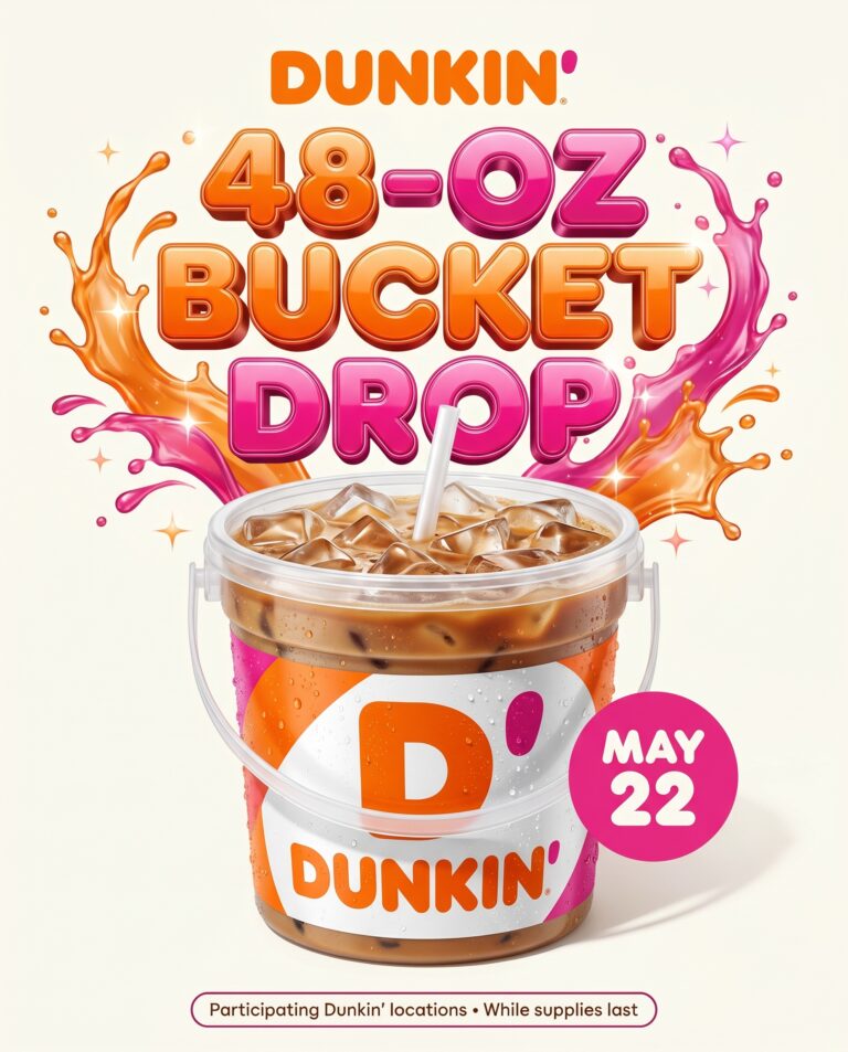 Dunkin’ 48-Oz Bucket Drop: Release Date, Locations, Price & How to Get One