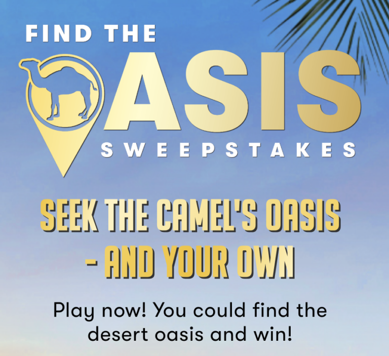 Win a Prepaid Card in the Camel Find the Oasis Instant Win Game