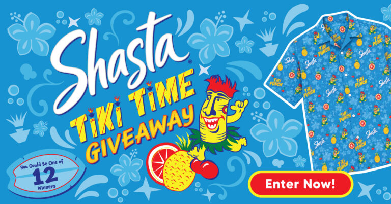 Enter the Shasta Tiki Time Giveaway for Shasta merch