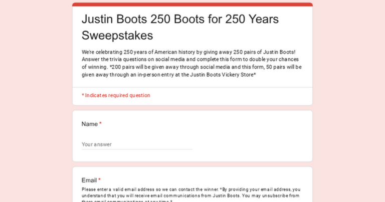 Enter the Justin Boots Sweepstakes: 250 Winners Get Free Boots