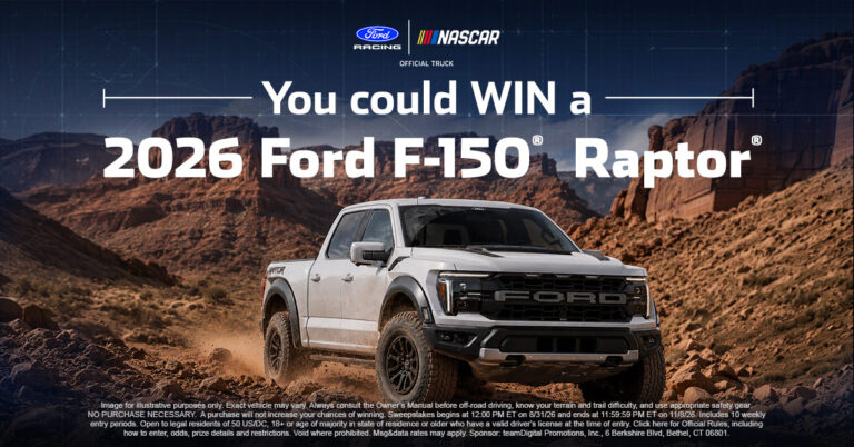 11 Winners Get a 2026 Ford F-150 Raptor and Racing Prizes in the Ford NASCAR Sweepstakes