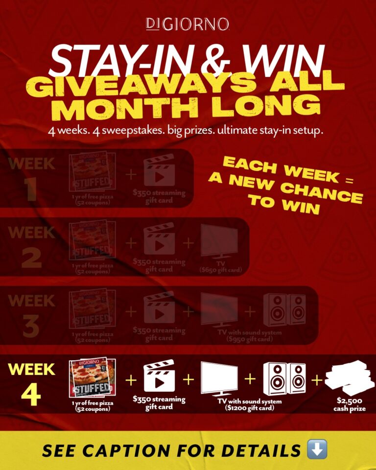 DiGiorno Giveaway: $2,500 Cash, Pizza & $1,550 Gift Cards